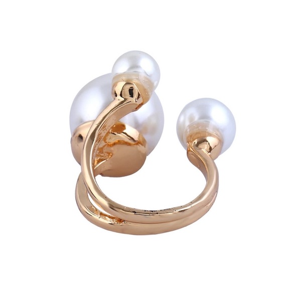 💥3for$28 New Faux Pearl Trio Adjustable Statement Ring Pearl Illusion Cuff Ring - Picture 11 of 16